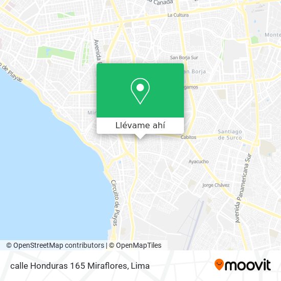 Mapa de calle Honduras 165 Miraflores