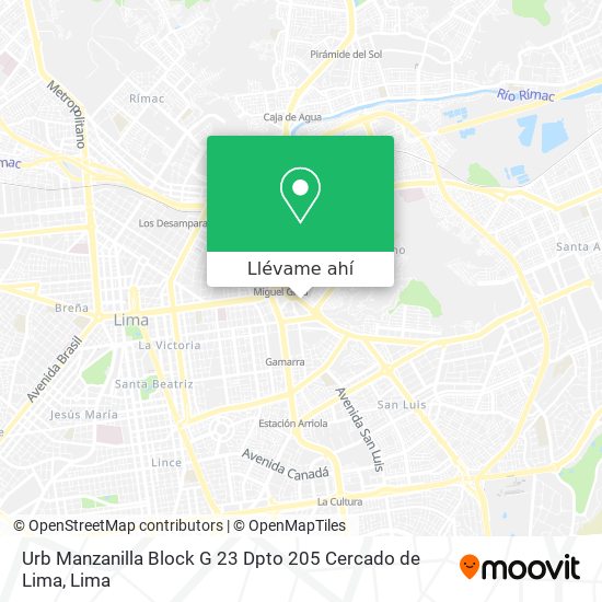 Mapa de Urb  Manzanilla  Block G 23 Dpto  205  Cercado de Lima