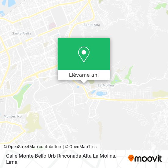 Mapa de Calle Monte Bello   Urb  Rinconada Alta  La Molina