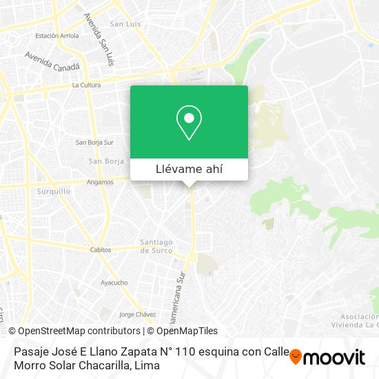 Mapa de Pasaje José E  Llano Zapata N° 110  esquina con Calle Morro Solar  Chacarilla