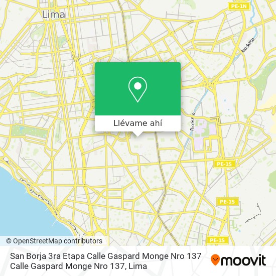 Mapa de San Borja   3ra Etapa  Calle Gaspard Monge Nro  137  Calle Gaspard Monge Nro  137