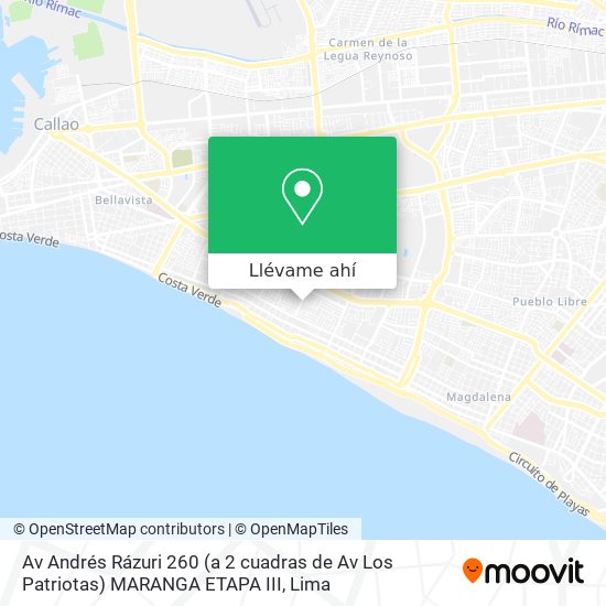 Mapa de Av  Andrés Rázuri 260 (a 2 cuadras de Av  Los Patriotas)   MARANGA ETAPA III