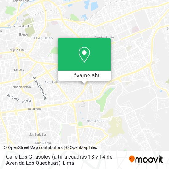 Mapa de Calle Los Girasoles (altura cuadras 13 y 14 de Avenida Los Quechuas)