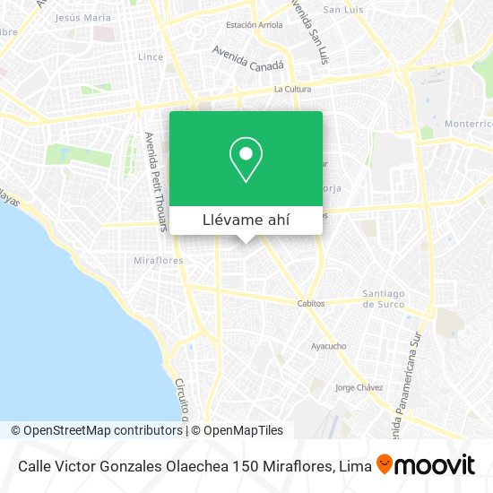 Mapa de Calle Victor Gonzales Olaechea 150  Miraflores