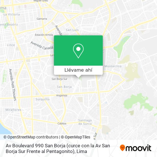 Mapa de Av  Boulevard 990  San Borja (curce con la Av  San Borja Sur   Frente al Pentagonito)