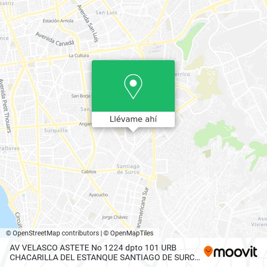Mapa de AV  VELASCO ASTETE No  1224  dpto  101  URB  CHACARILLA DEL ESTANQUE   SANTIAGO DE SURCO