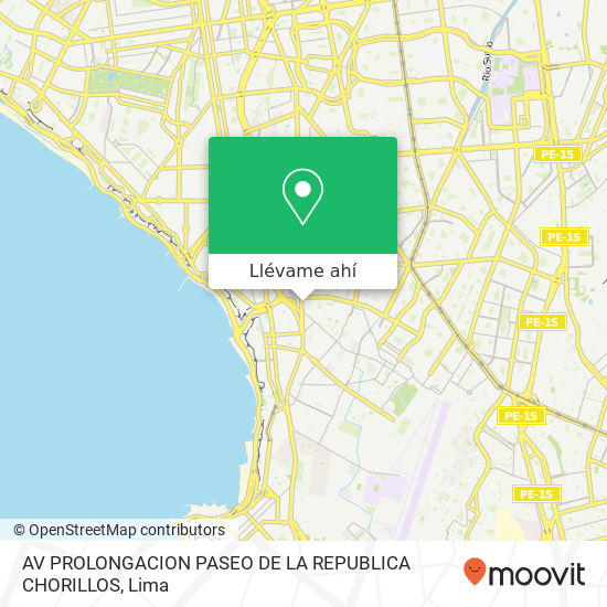 Mapa de AV PROLONGACION PASEO DE LA REPUBLICA  CHORILLOS