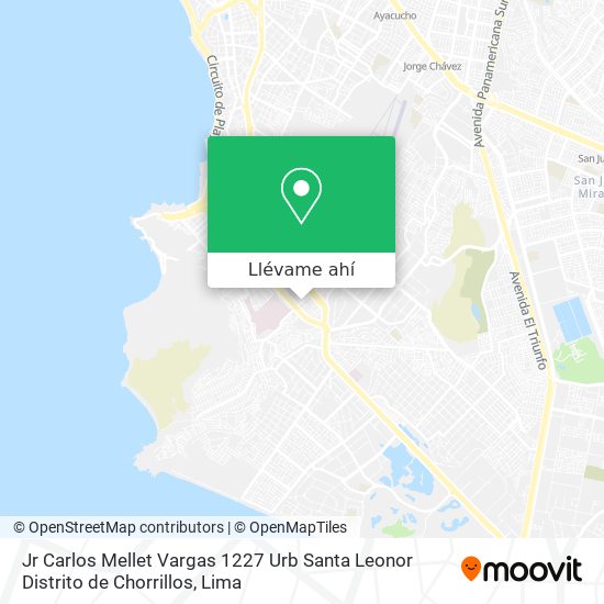 Mapa de Jr  Carlos Mellet Vargas 1227  Urb  Santa Leonor  Distrito de Chorrillos