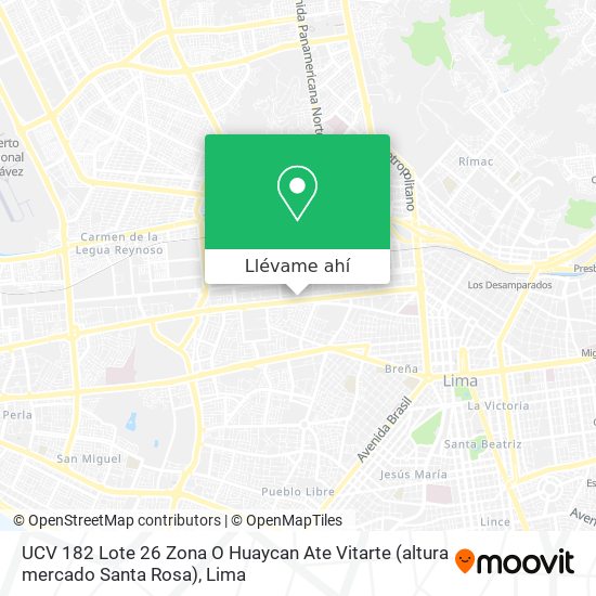 Mapa de UCV 182 Lote 26 Zona O  Huaycan Ate Vitarte (altura mercado Santa Rosa)