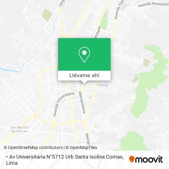 Mapa de • Av  Universitaria N°5712   Urb  Santa Isolina   Comas