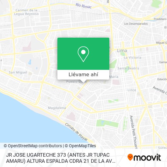 Mapa de JR JOSE UGARTECHE 373 (ANTES JR TUPAC AMARU) ALTURA ESPALDA CDRA 21 DE LA AV BRASIL