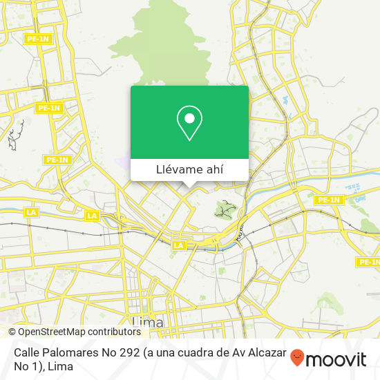 Mapa de Calle Palomares No  292 (a una cuadra de Av  Alcazar No  1)