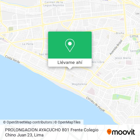Mapa de PROLONGACION AYACUCHO 801   Frente Colegio Chino Juan 23