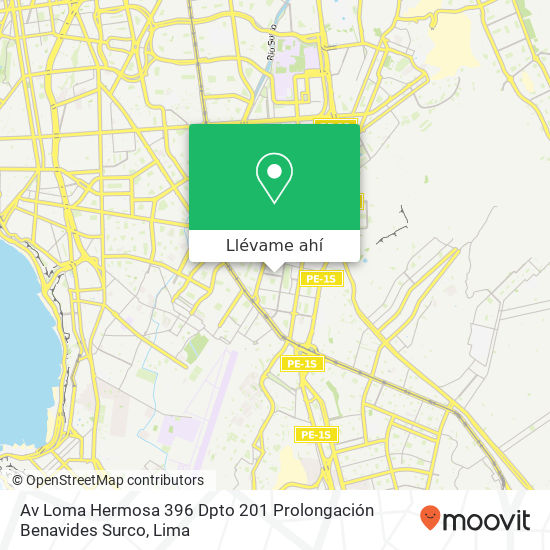 Mapa de Av  Loma Hermosa 396 Dpto  201 Prolongación Benavides  Surco