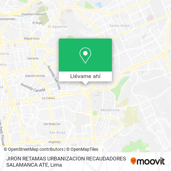 Mapa de JIRON RETAMAS URBANIZACION RECAUDADORES   SALAMANCA   ATE