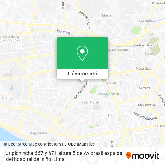 Mapa de Jr  pichincha 667 y 671 altura 5 de Av  brasil espalda del hospital del niño