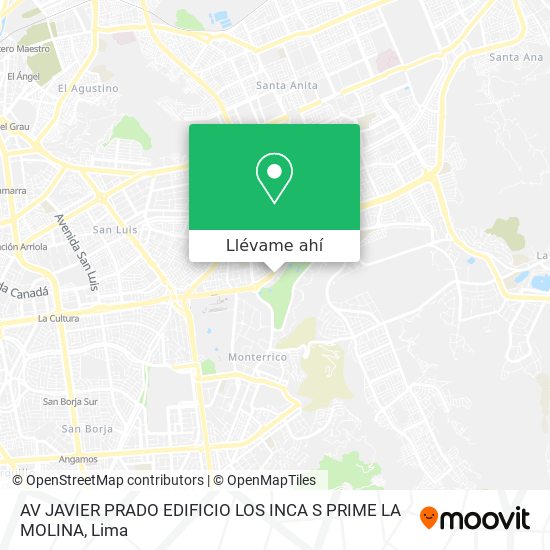 Mapa de AV  JAVIER PRADO   EDIFICIO LOS INCA S PRIME   LA MOLINA