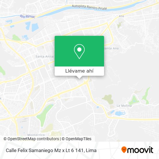 Mapa de Calle Felix Samaniego Mz x Lt  6    141
