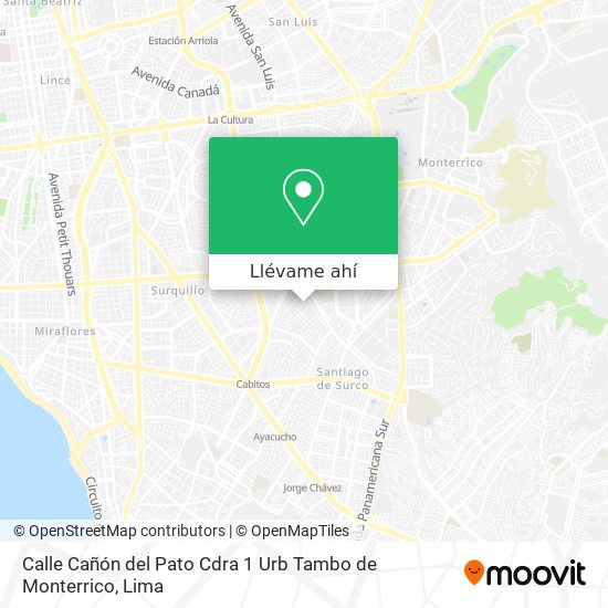 Mapa de Calle Cañón del Pato Cdra 1  Urb  Tambo de Monterrico