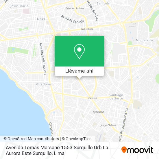 Mapa de Avenida Tomas Marsano 1553  Surquillo Urb La Aurora Este   Surquillo