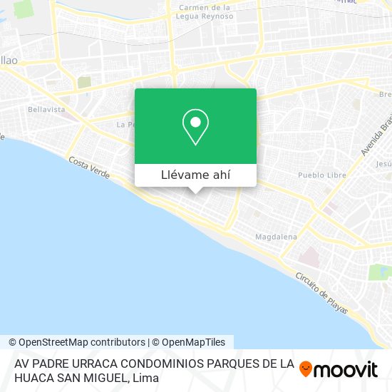 Mapa de AV  PADRE URRACA   CONDOMINIOS PARQUES DE LA HUACA   SAN MIGUEL