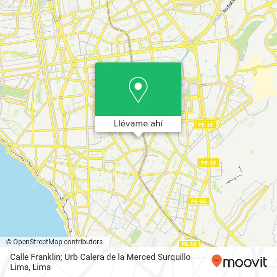 Mapa de Calle Franklin; Urb  Calera de la Merced  Surquillo  Lima