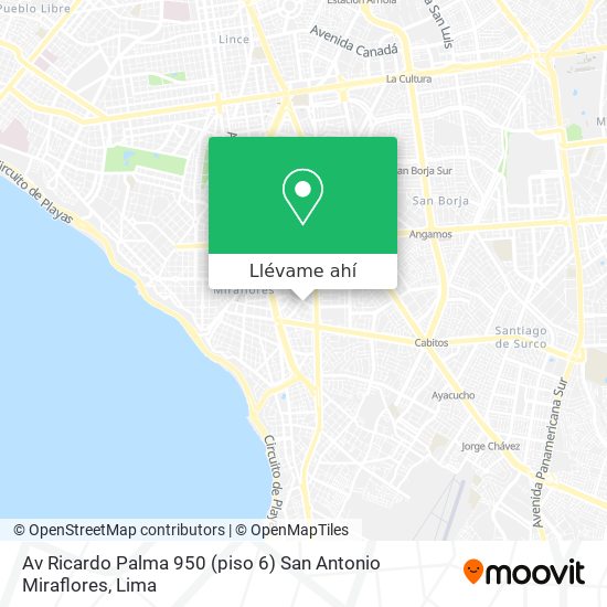 Mapa de Av  Ricardo Palma 950 (piso 6)  San Antonio  Miraflores