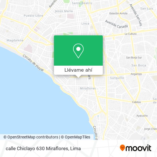 Mapa de calle Chiclayo 630  Miraflores