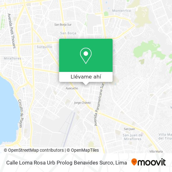 Mapa de Calle Loma Rosa Urb  Prolog  Benavides  Surco