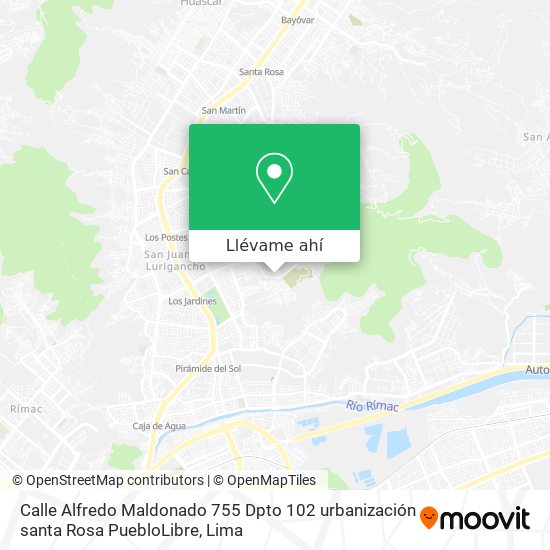 Mapa de Calle Alfredo Maldonado 755 Dpto 102 urbanización santa Rosa PuebloLibre