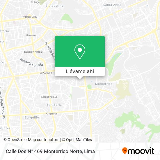 Mapa de Calle Dos N° 469 Monterrico Norte