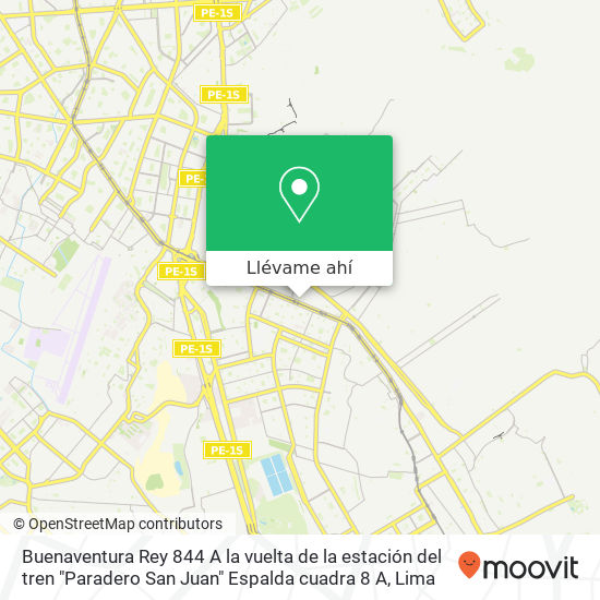 Mapa de Buenaventura Rey 844  A la vuelta de la  estación  del tren "Paradero San Juan"  Espalda cuadra 8 A