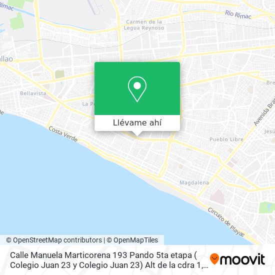 Mapa de Calle Manuela Marticorena 193 Pando 5ta etapa ( Colegio Juan 23 y Colegio Juan 23) Alt de la cdra 1