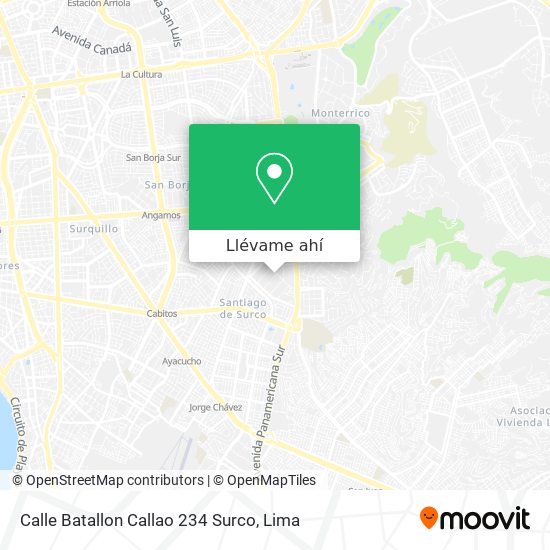 Mapa de Calle Batallon Callao 234  Surco