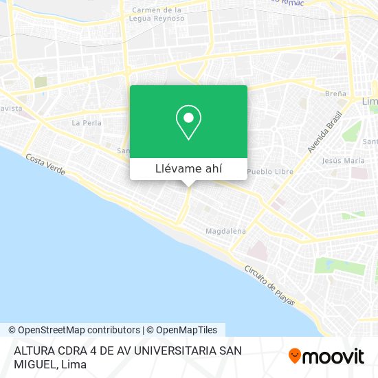 Mapa de ALTURA CDRA  4 DE AV  UNIVERSITARIA  SAN MIGUEL