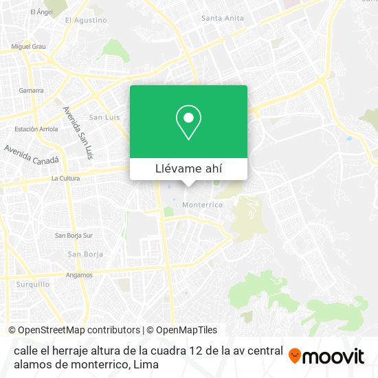 Mapa de calle el herraje altura de la cuadra 12 de la av central  alamos de monterrico