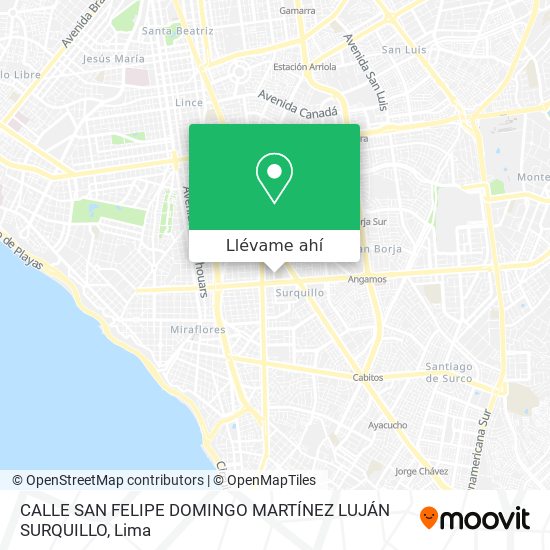 Mapa de CALLE SAN FELIPE   DOMINGO MARTÍNEZ LUJÁN   SURQUILLO