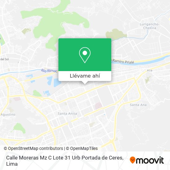 Mapa de Calle Moreras Mz  C  Lote 31 Urb  Portada de Ceres