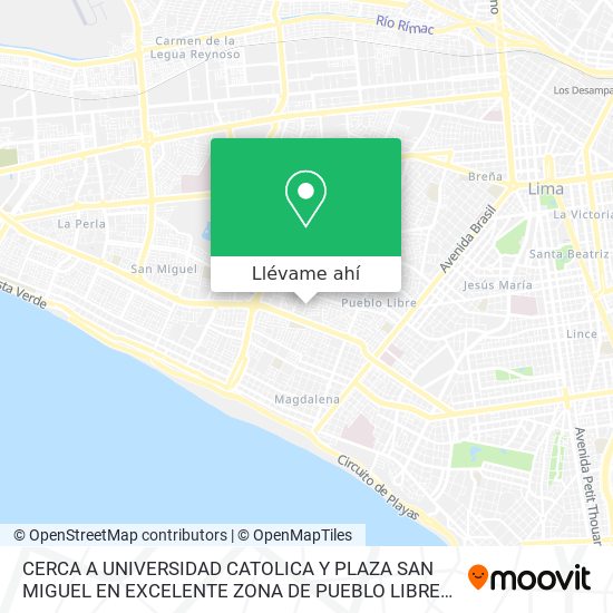 Mapa de CERCA A UNIVERSIDAD CATOLICA Y PLAZA SAN MIGUEL  EN EXCELENTE ZONA DE PUEBLO LIBRE EN EXCELENTE ZON