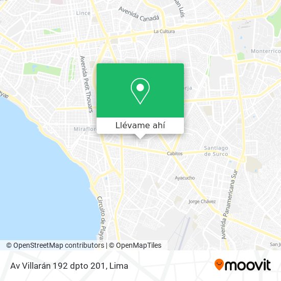 Mapa de Av  Villarán 192 dpto 201