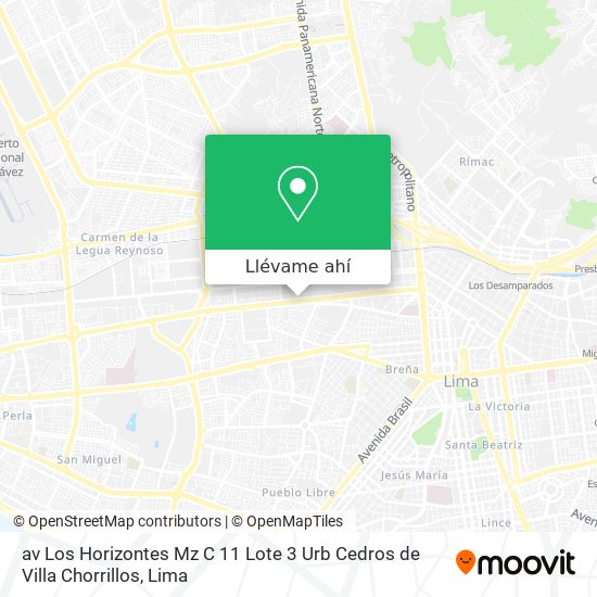 Mapa de av  Los Horizontes Mz  C 11 Lote 3  Urb  Cedros de Villa  Chorrillos
