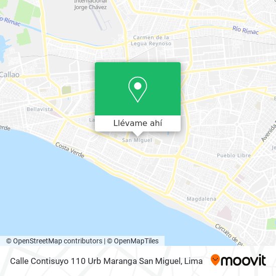 Mapa de Calle Contisuyo 110 Urb  Maranga San Miguel