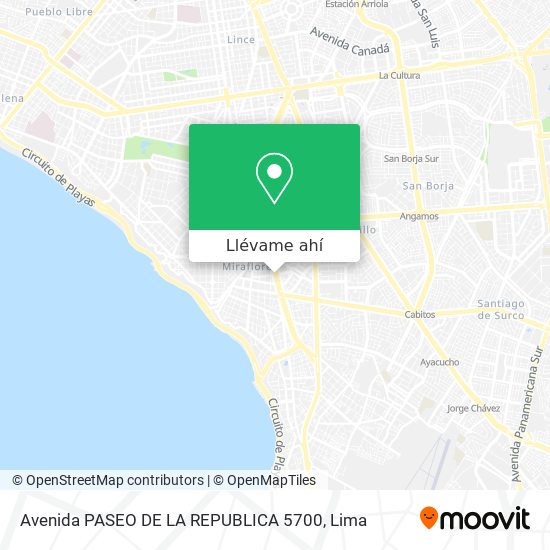 Mapa de Avenida PASEO DE LA REPUBLICA 5700
