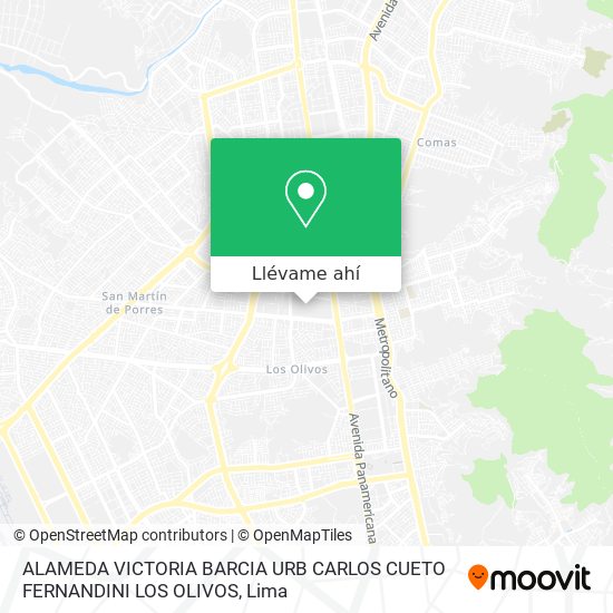 Mapa de ALAMEDA VICTORIA BARCIA   URB  CARLOS CUETO FERNANDINI LOS OLIVOS