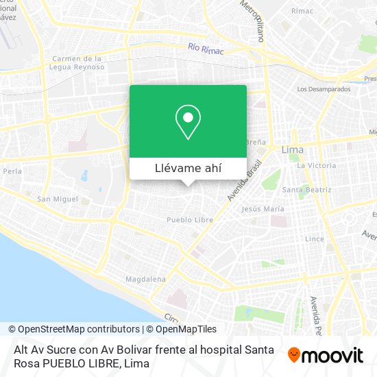 Mapa de Alt  Av  Sucre con Av  Bolivar frente al hospital Santa Rosa   PUEBLO LIBRE