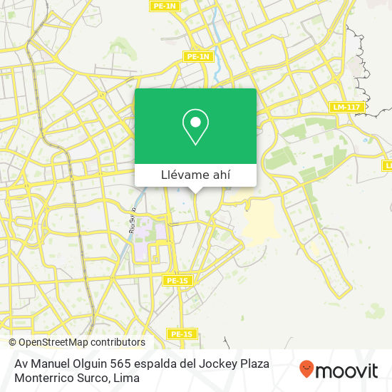 Mapa de Av  Manuel Olguin 565  espalda del Jockey Plaza  Monterrico  Surco
