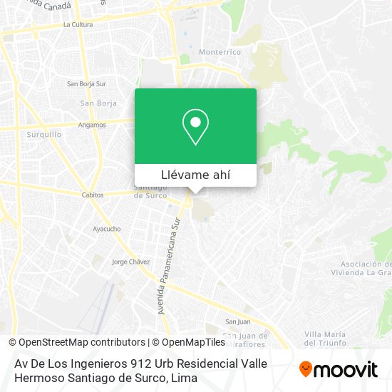 Mapa de Av  De Los Ingenieros 912  Urb  Residencial Valle Hermoso  Santiago de Surco