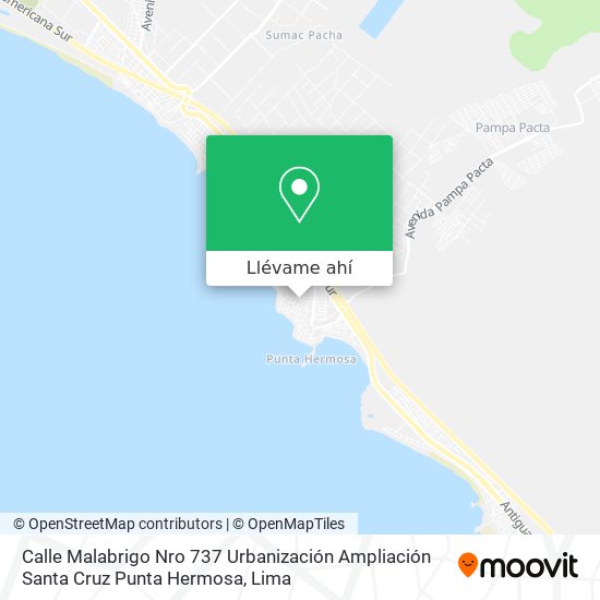 Mapa de Calle Malabrigo Nro  737 Urbanización Ampliación Santa Cruz Punta Hermosa