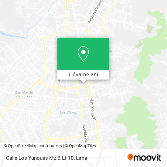 Mapa de Calle Los Yunques Mz  B Lt 10