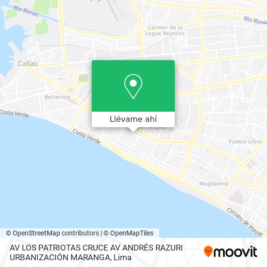 Mapa de AV LOS PATRIOTAS CRUCE AV ANDRÉS RAZURI URBANIZACIÓN MARANGA